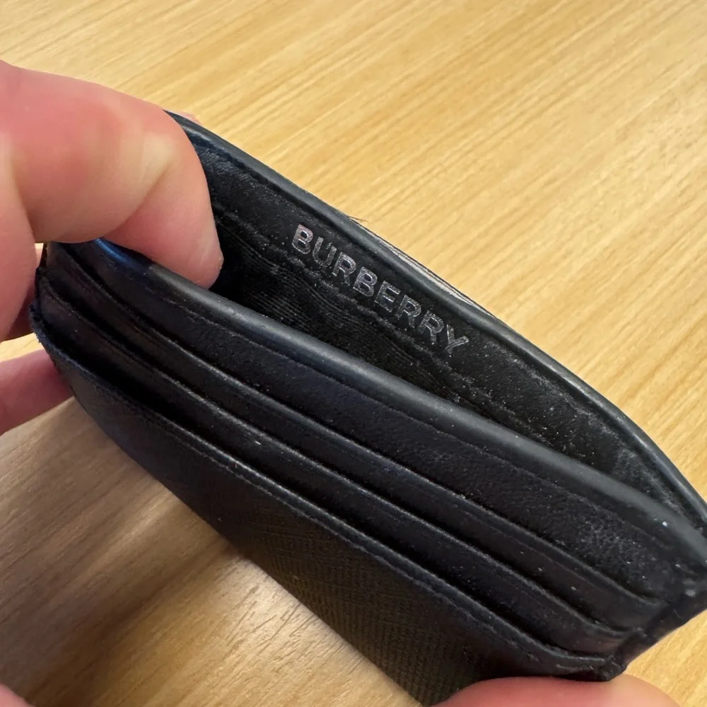 Burberry Black Check Card Holder with Money Clip